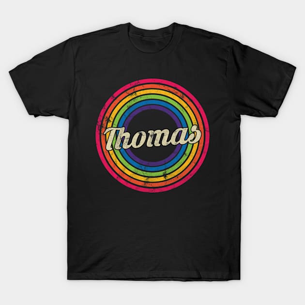 Thomas - Retro Rainbow Faded-Style T-Shirt by MaydenArt